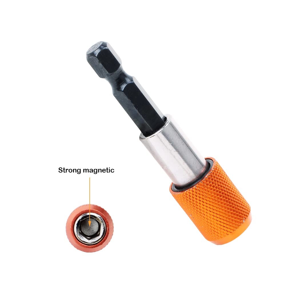 AUTOTOOLHOME 2 Pieces Quick Change Bit Holder Magnetic 1/4″ Hex 1/4, Orange