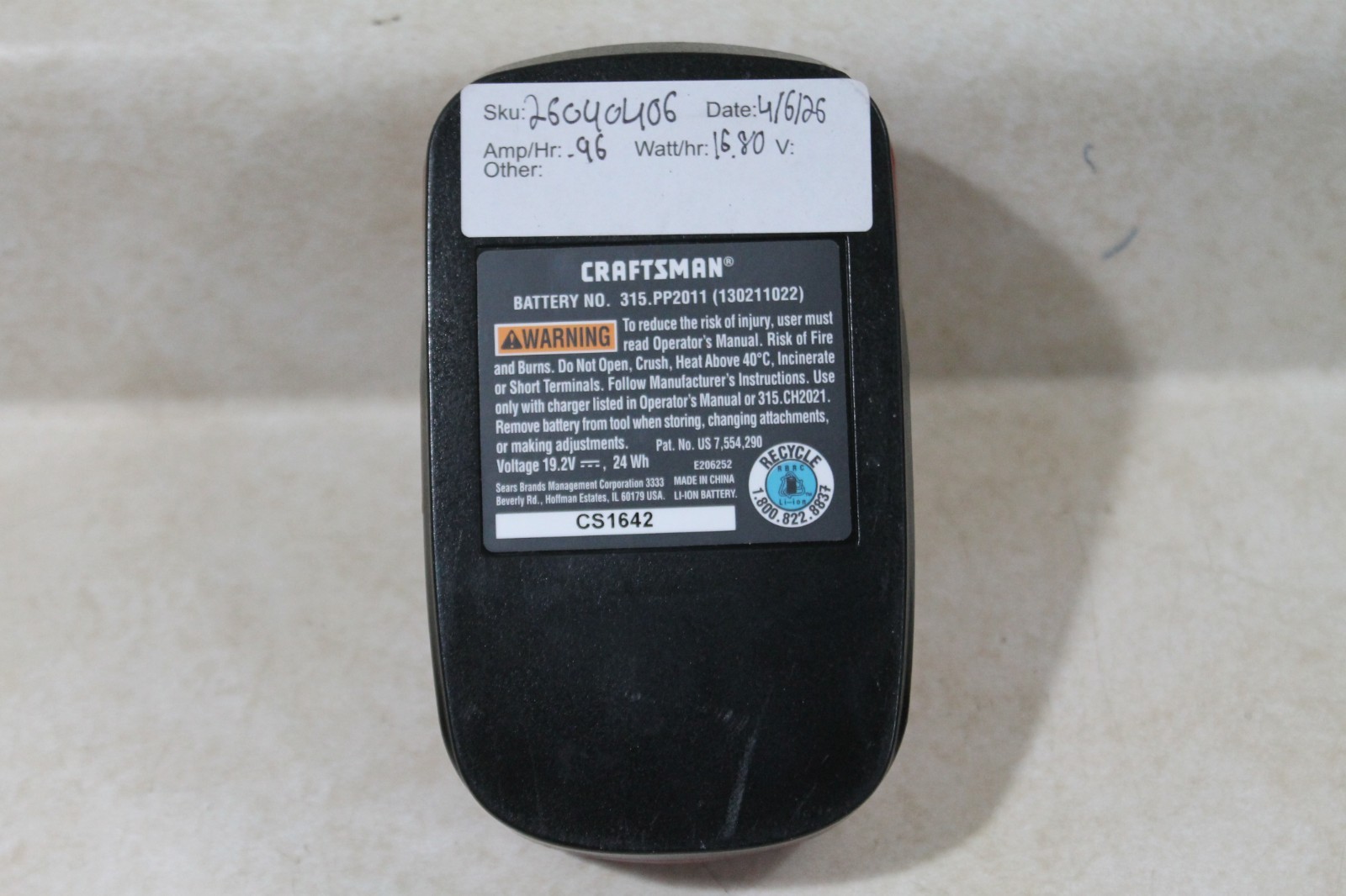 TESTED Craftsman C3 19.2v Volt Lithium – Ion Battery 315.PP2011 EXCELLENT