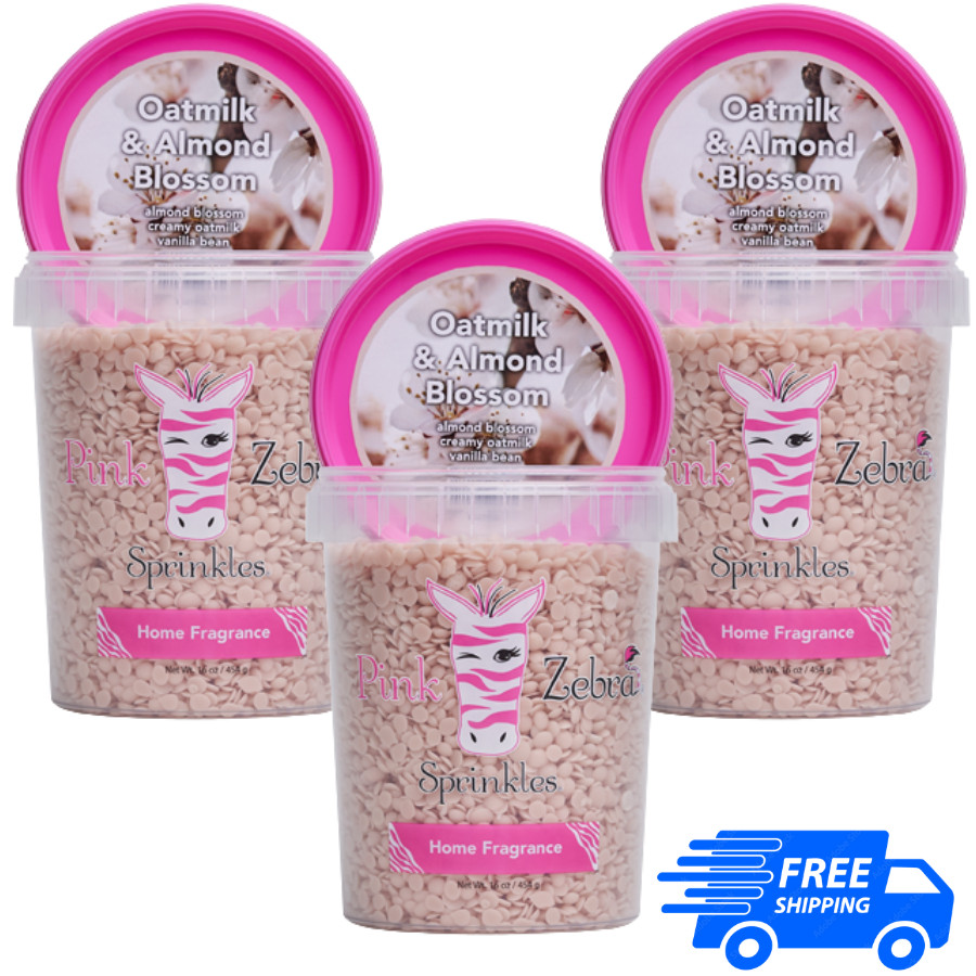 Pink Zebra Oatmilk & Almond Blossom Carton Sprinkles 16oz EXP:2028 ( Pack of 3 )
