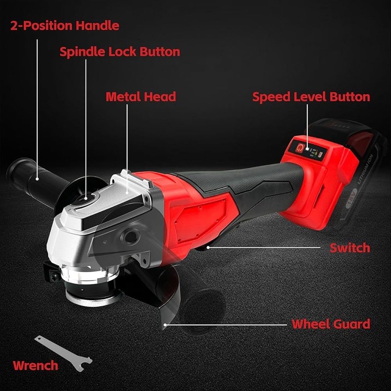 Cordless Angle Grinder 8000RPM Brushless Motor M18 Battery Compatible Safety New