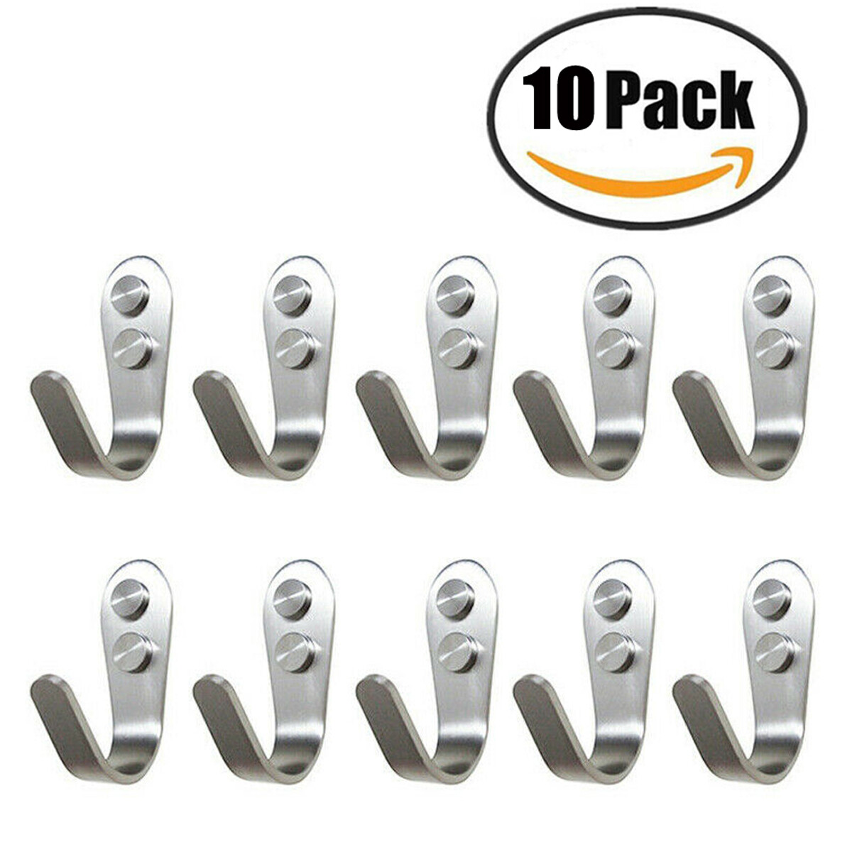 10Pcs Wall Hooks Towel Coat Hanger 304 Stainless Steel Heavy Duty School Hanging
