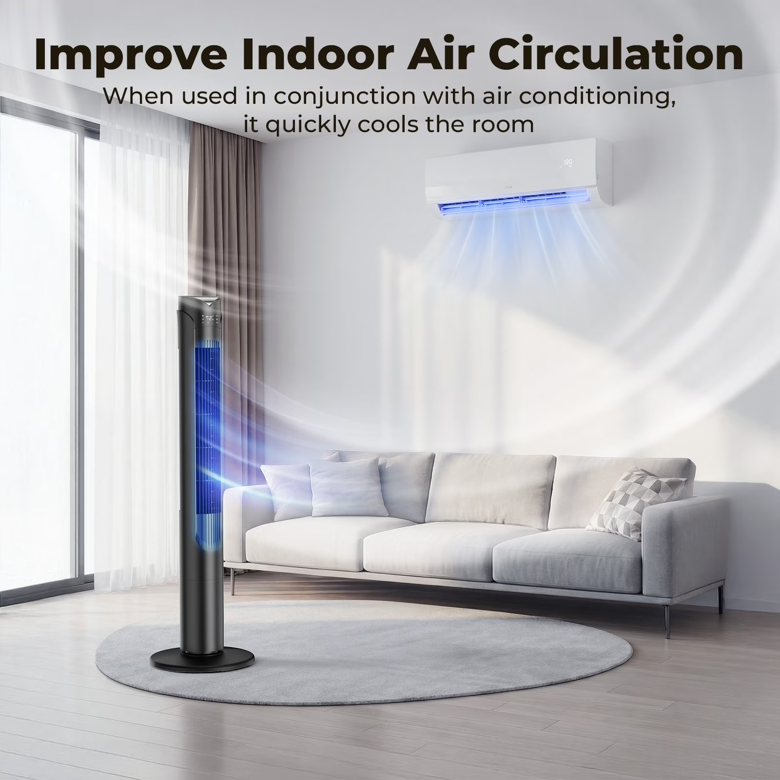 41″ Tower Fan Oscillating Quiet Cooling Floor Standing Fan w/ Remote 12H Timer