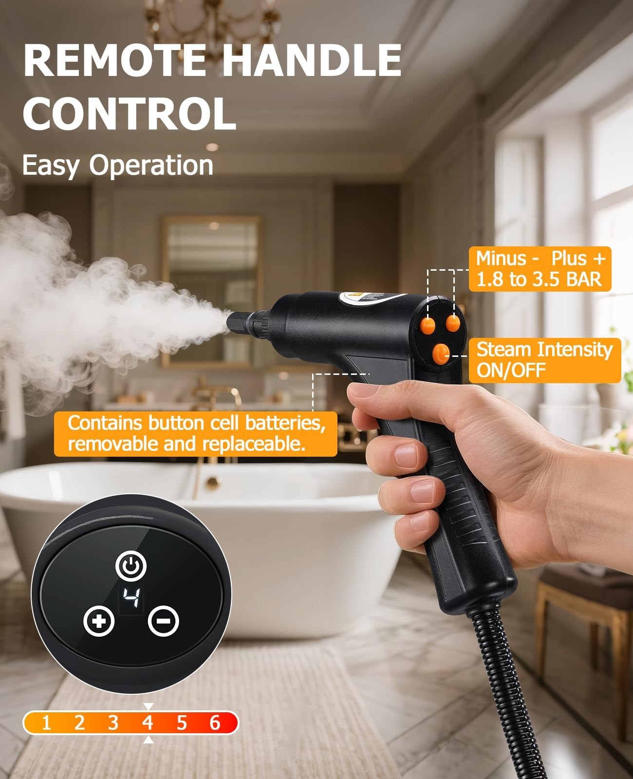 1500W Handheld Car Detailing Cleaning Machine High Temp Steam Cleaner Household