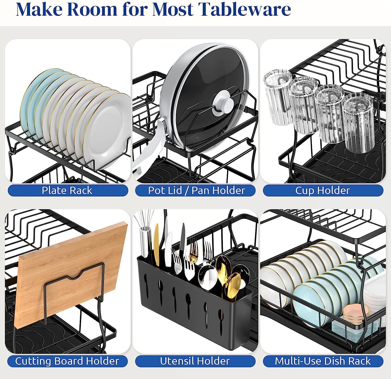 2 Tier Over Sink Dish Drying Rack Stainless Steel Kitchen Dish Drainer Organizer