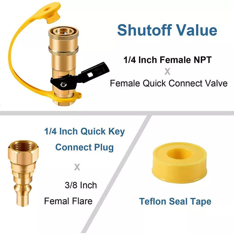 RV Quick Connect Fittings BBQ Grill Adapter 1/4″ NPT Propane Hose Adapter 5pcs