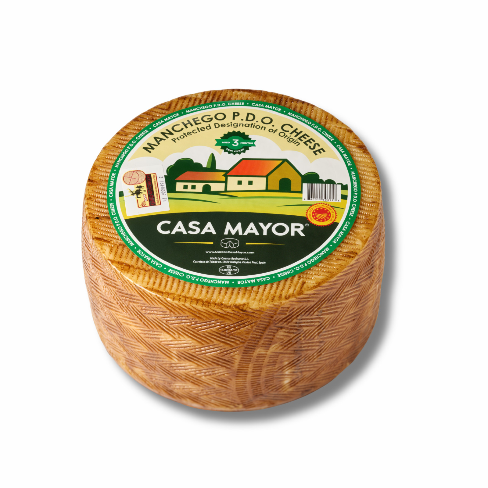 Manchego Cheese D.O.P – Approx. 1 lb Wheel – Aged 3 Months – Authentic Spanish