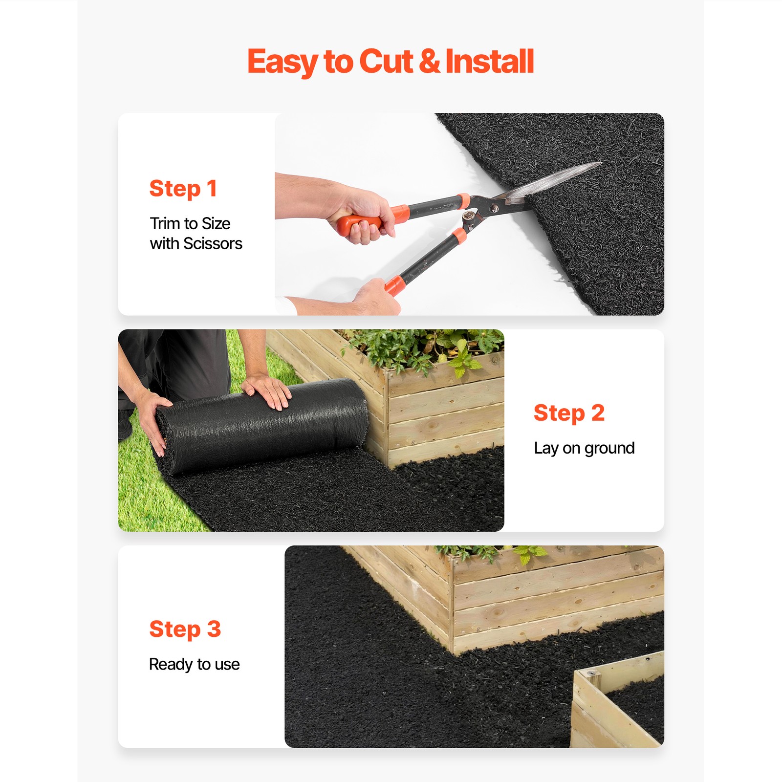 Uimoso Rubber Mulch Roll 96 x 24in for Landscaping Garden Pathway Mat 2 Rolls