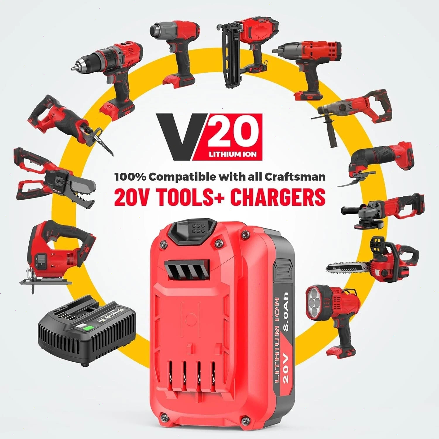 2-PACK For Craftsman V20 Battery 20 Volt 8.0Ah Lithium Ion 20V CMCB205 CMCB204