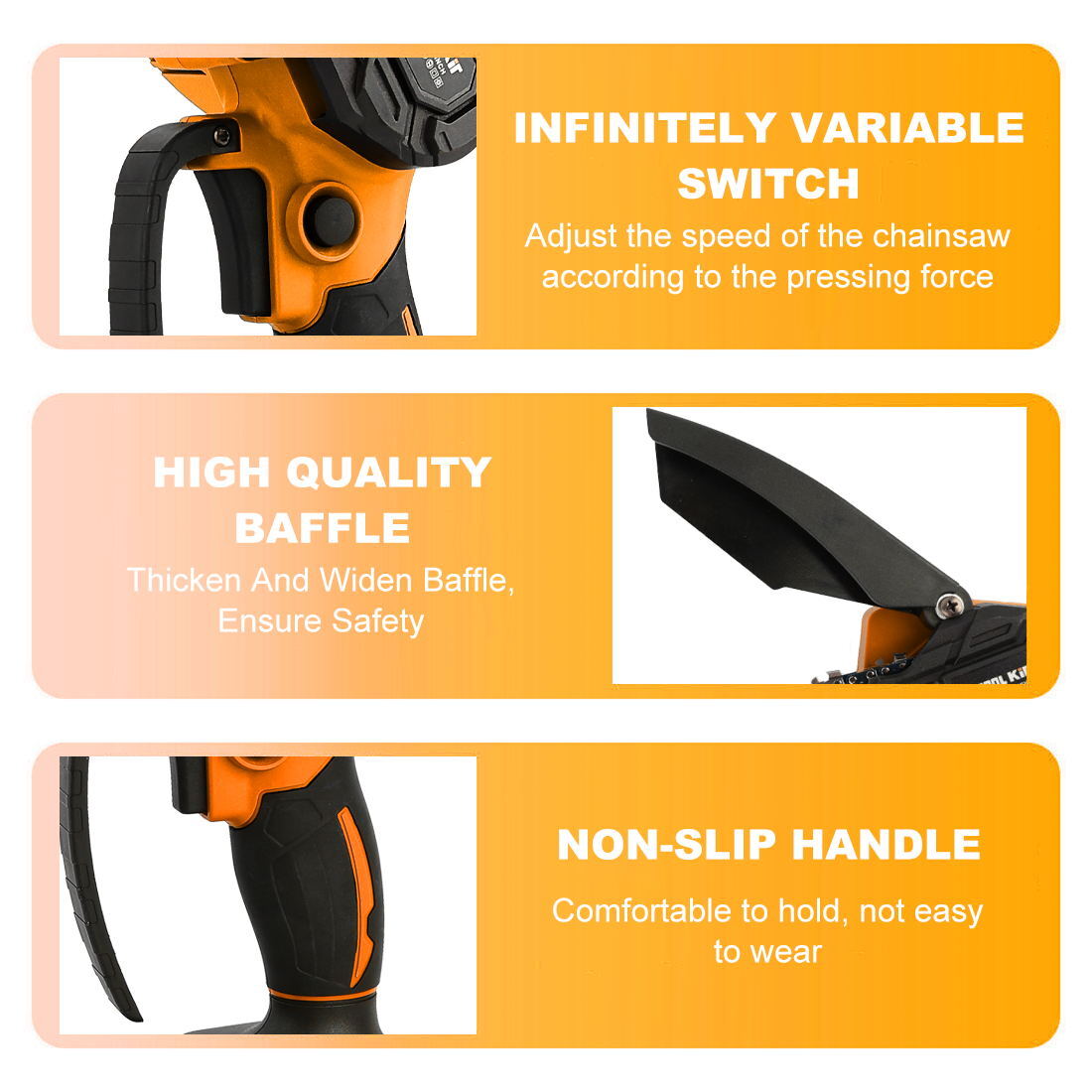 6inch Electric Mini Chainsaw Handheld Cordless Wood Cutter Saw with 2 Battery