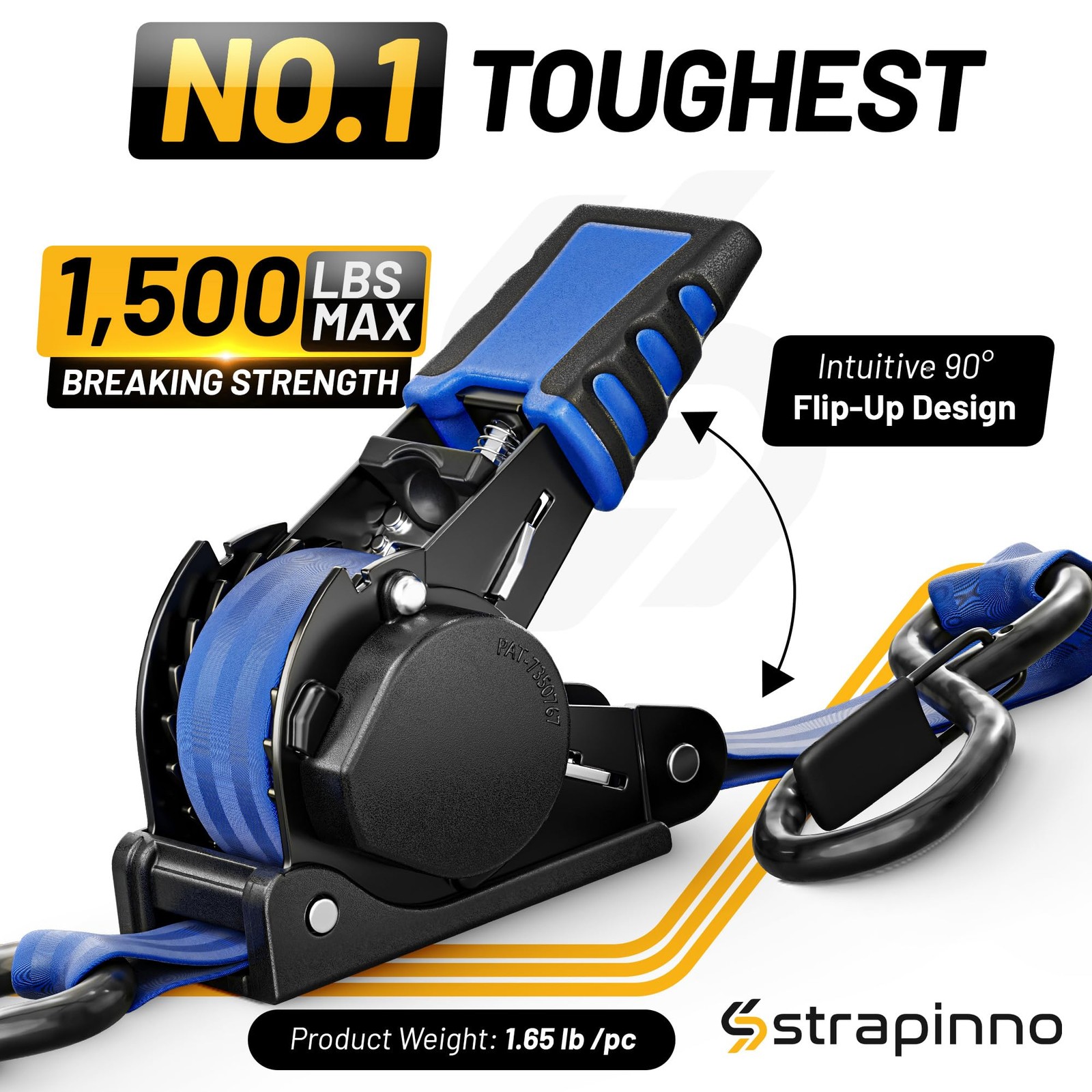 Retractable Ratchet Straps (4-Pack), 1 in x 10 ft, 1,500LBS Break Strength, M…