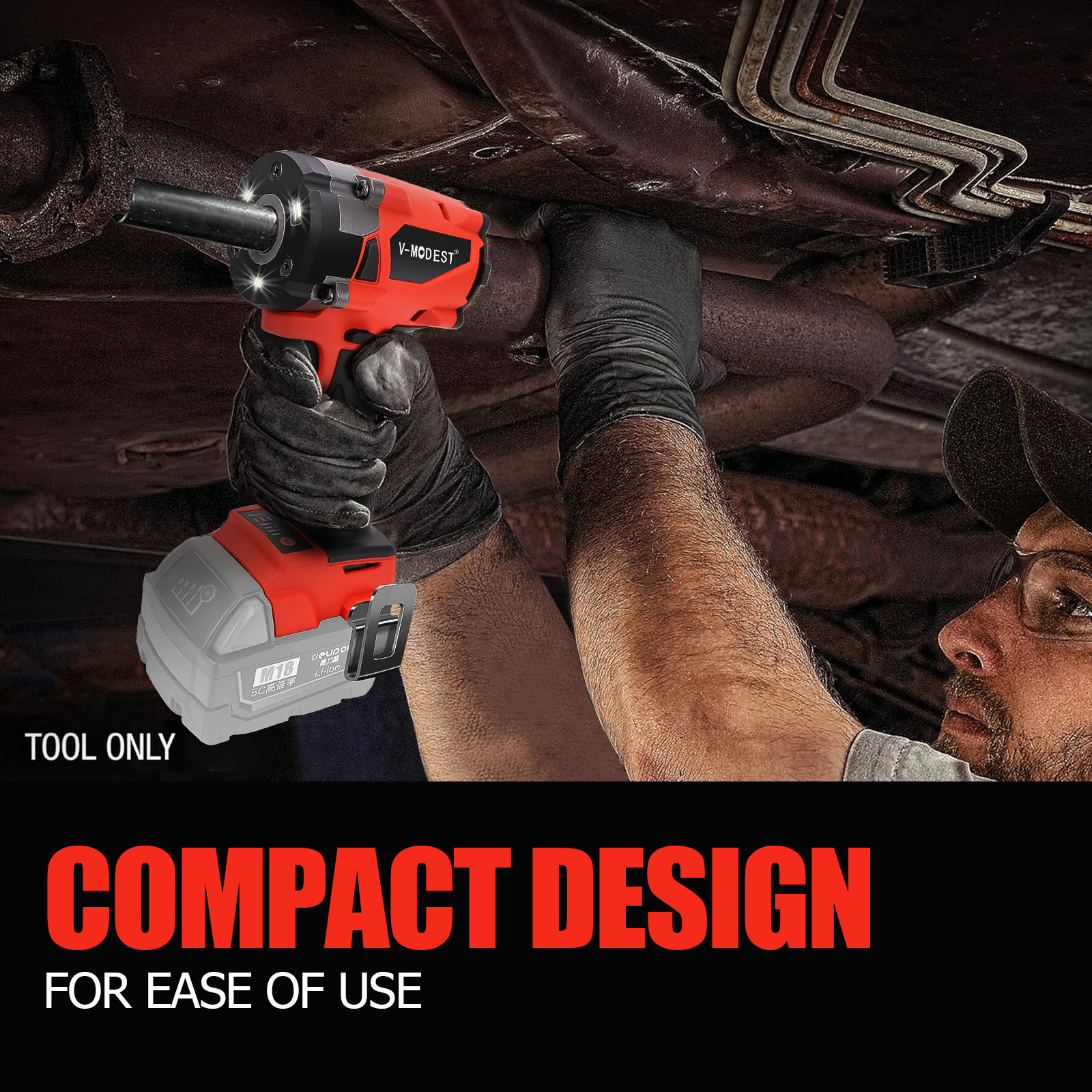 Compatible Milwaukee M18 Fuel 18V Battery Brushless Cordless 1/2″ Impact Wrench