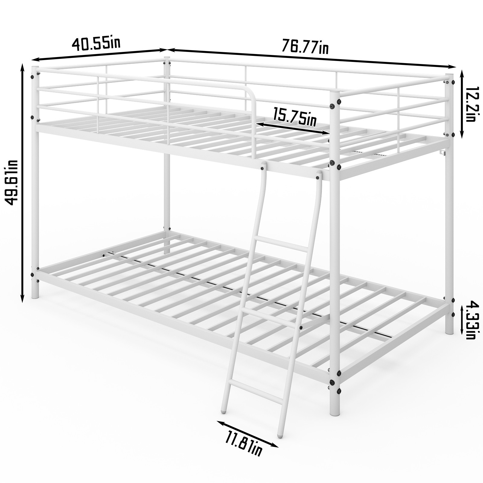 Twin Size Metal Bunk Bed for Kids Teens Adults Heavy Duty Metal Bunk Bed Pink