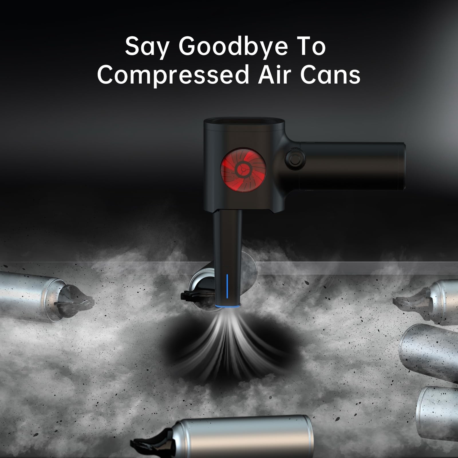 ATEngeus Compressed Air Duster, Stepless Speed Electric Duster with Black