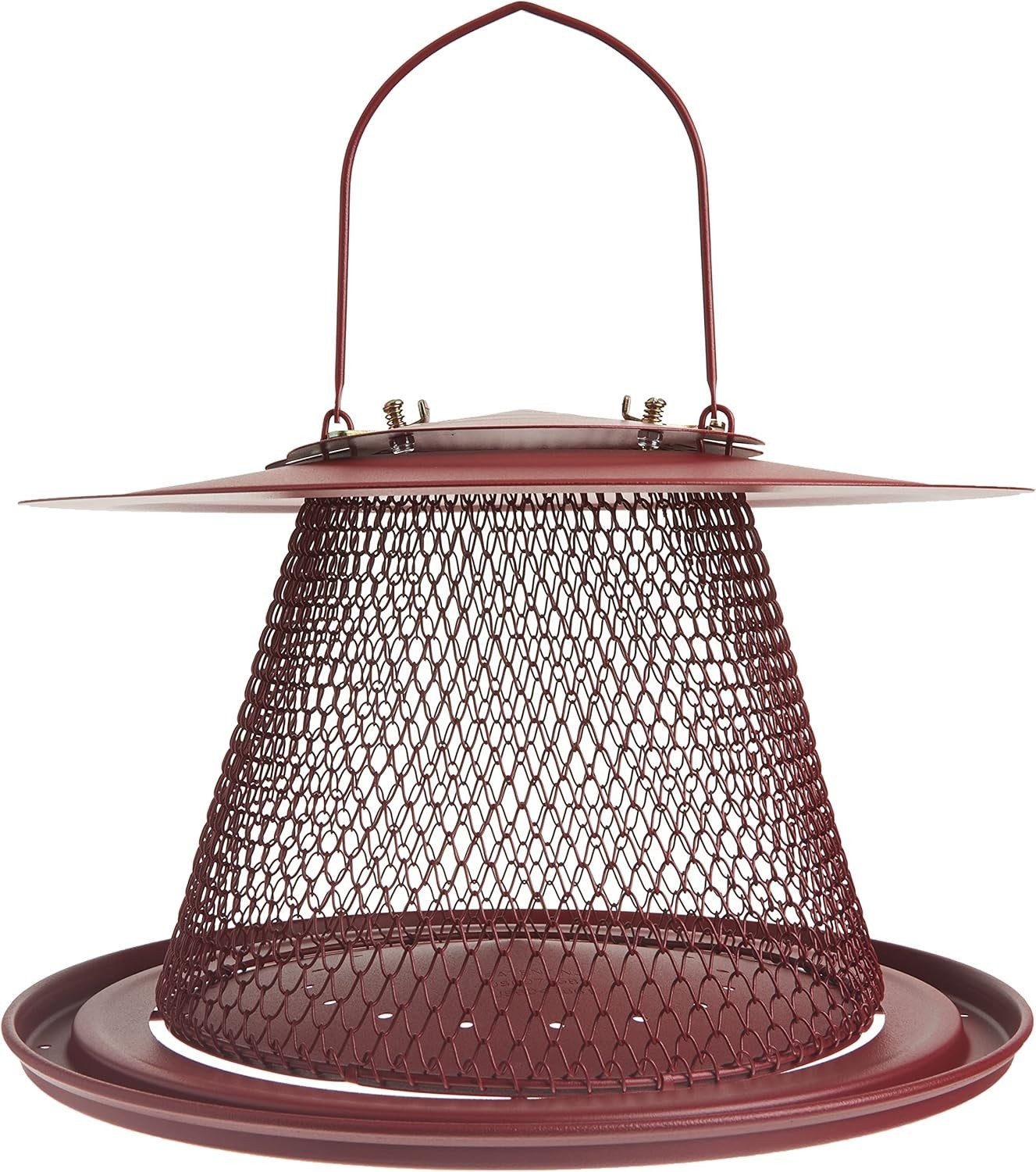 Stylish Red All-Metal Hanging Bird Feeder – 2.5 lb Seed Capacity, Squirrel Proof