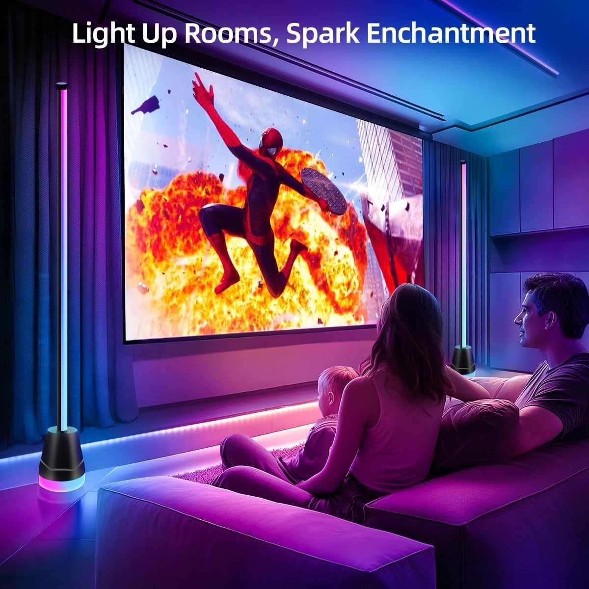 2pc 56″ Smart LED Floor Lamp RGB Remote & APP Control Music Sync Corner Lighting
