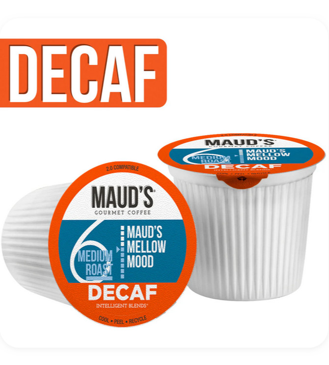 Maud’s Decaf Medium Roast Coffee Pods K-Cup Arabica Smooth Mellow Blend 100ct