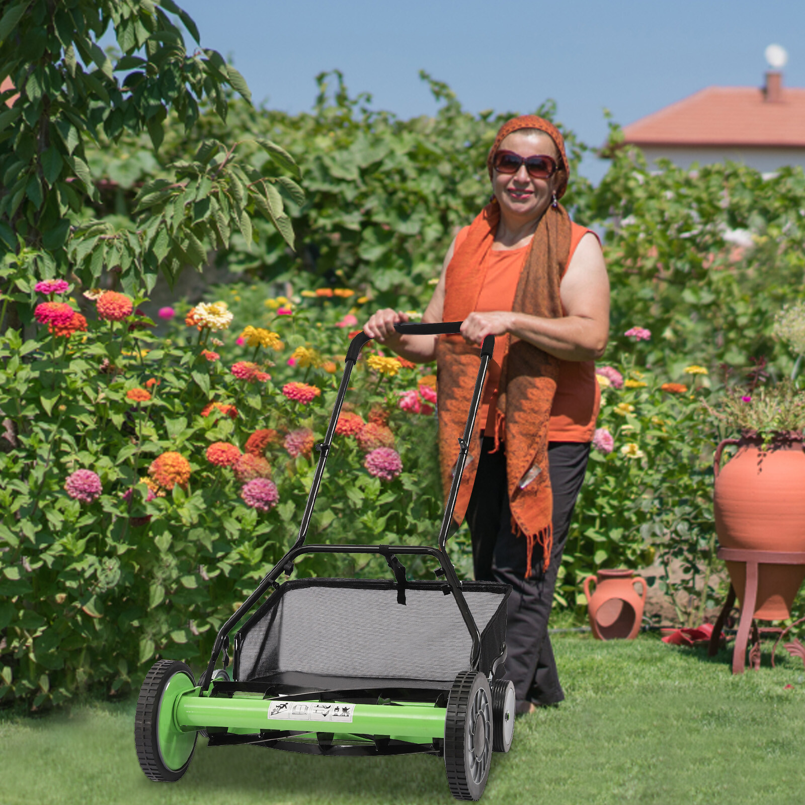 20″ Lawn Mower Grass Cutter Machine with Collection BoxPush Reel Mower 5-Blade