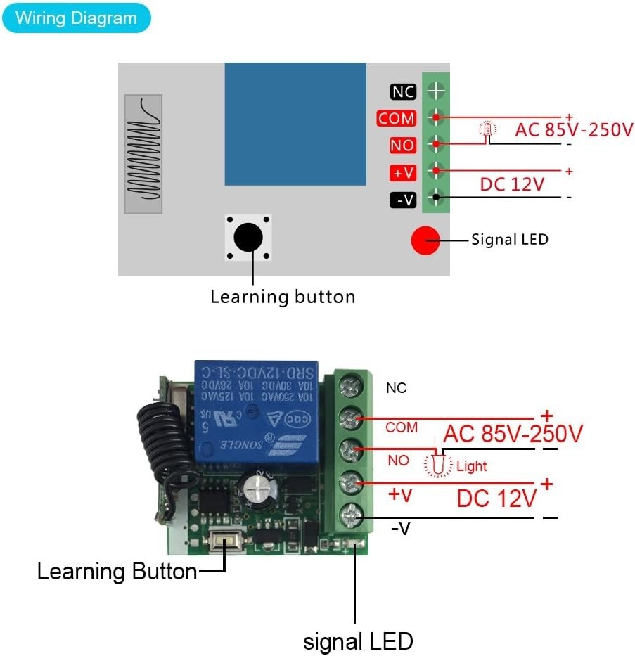433Mhz Universal Wireless Remote Control Switch DC 12V 1CH Relay Receive