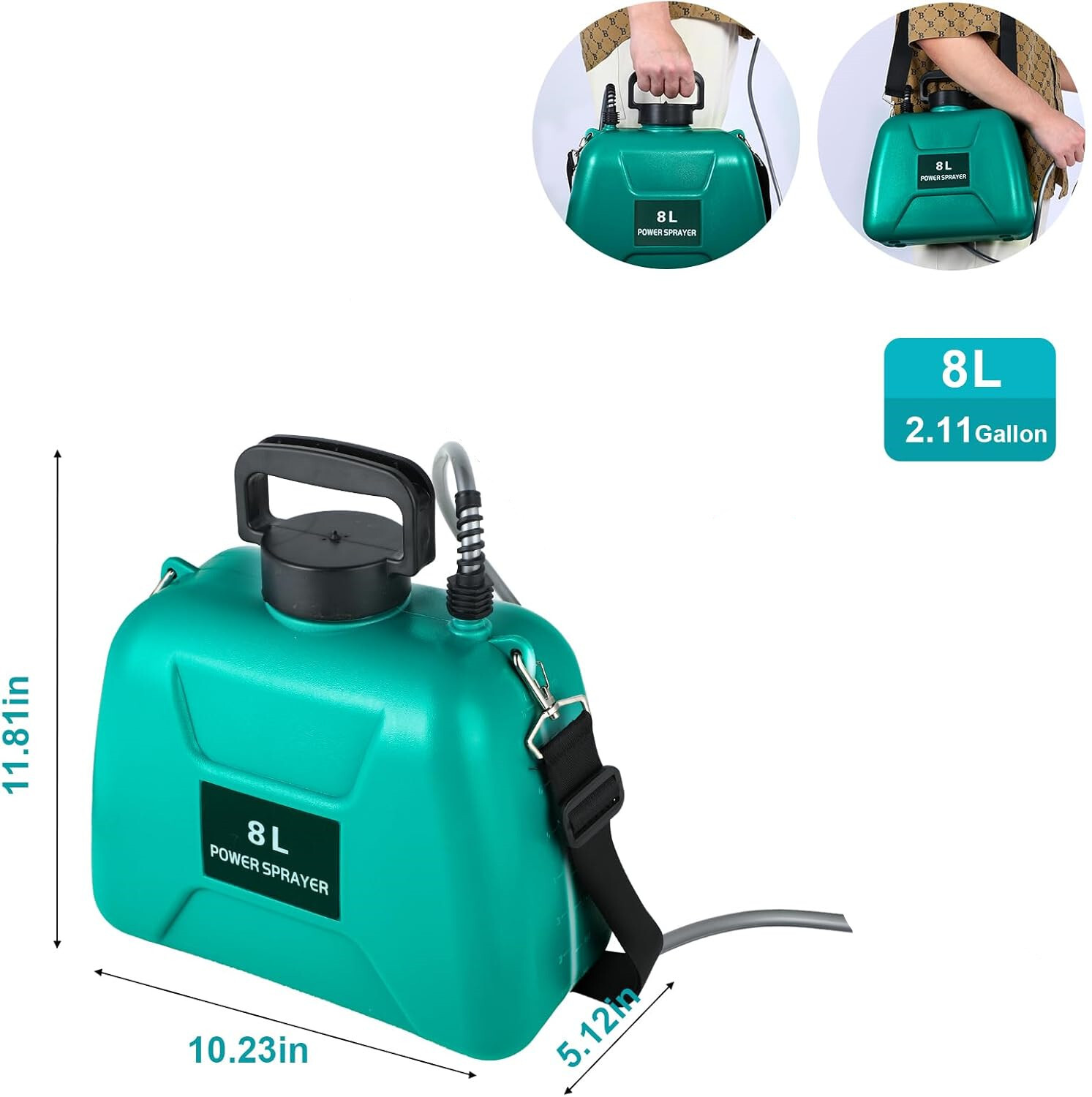 2gal/1.35gal Battery Powered Sprayer Electric Garden Sprayer 3 Mist Nozzles Port