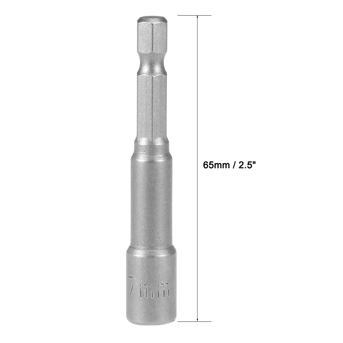 5pcs – 1/4″ Quick-Change Hex Shank 7mm Magnetic Nut Sockets Driver 65mm Length