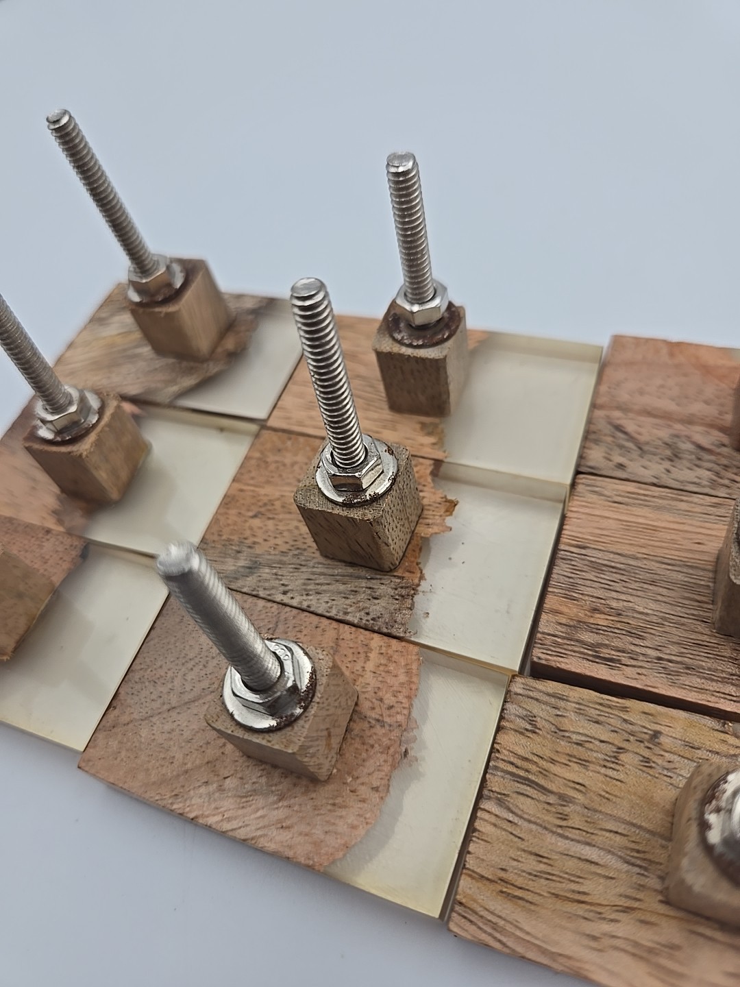 Modern Brutalist Wood & Resin Cabinet Drawer Knob set 12 Rectangular Shape READ