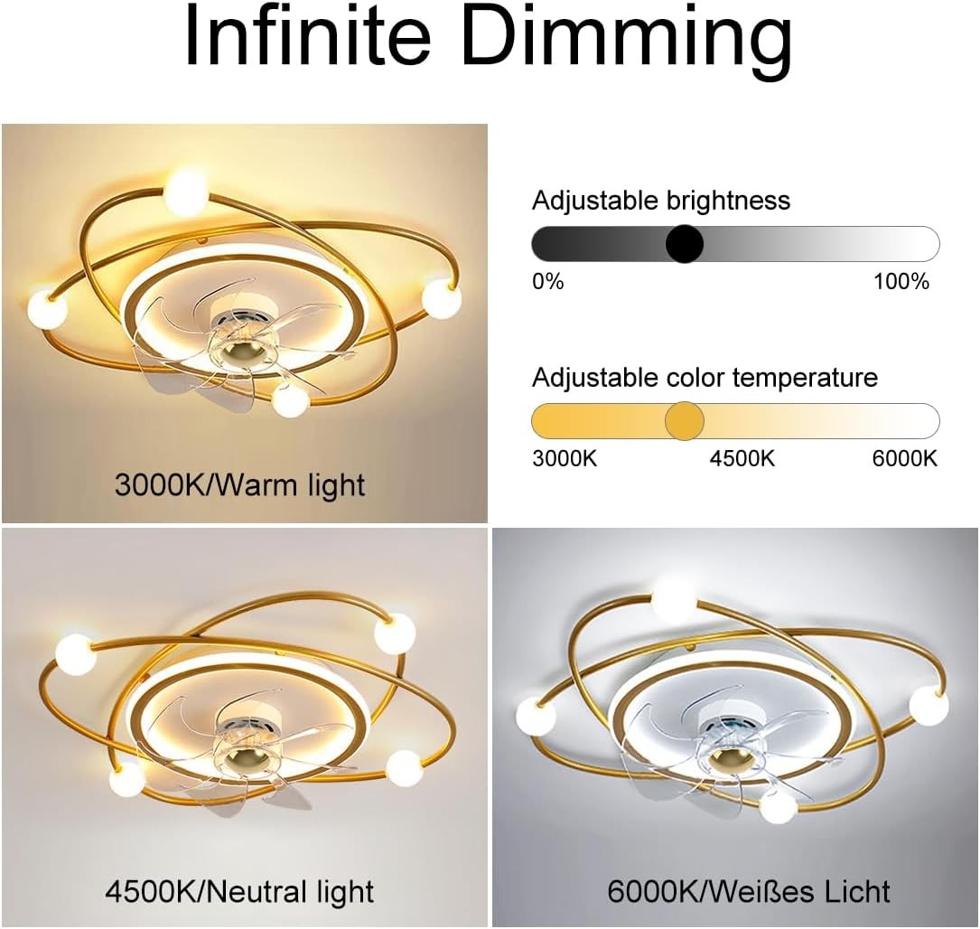 Modern Ceiling Fan with Lighting for Living Room,Bedroom,Dining Room,55cm