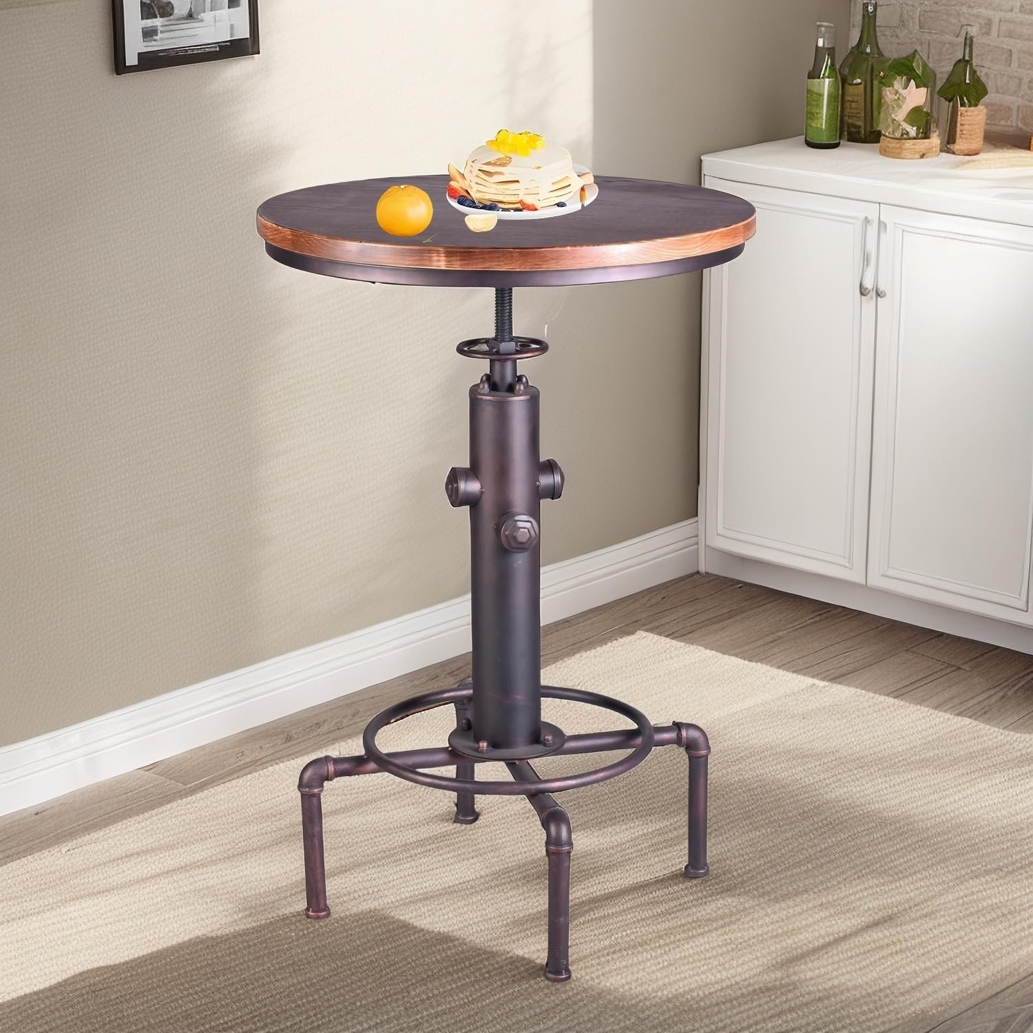 Topower Industrial Bar Table 31.5-41.3″ Adjustable Pub Table Kitchen Dining C…