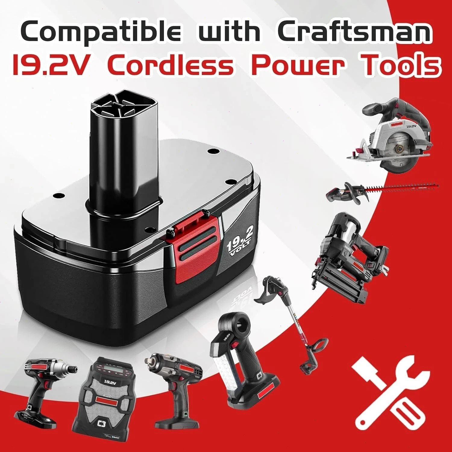 2Pack for Craftsman 19.2 Volt 11375 Battery C3 DieHard 130279005 11376 130279003