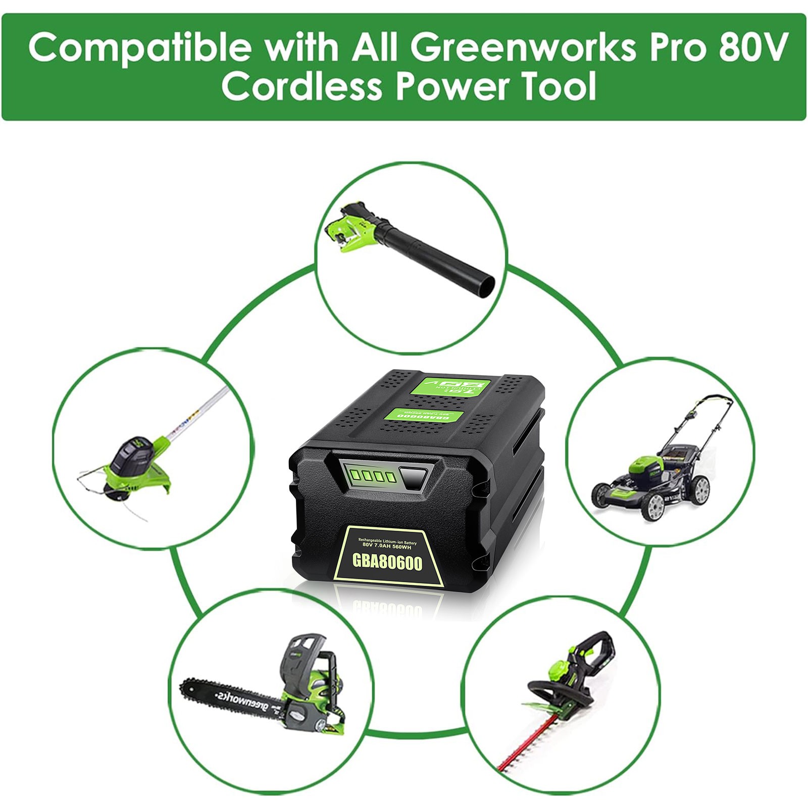 7.0Ah 80V GBA80400 Battery Pack For Greenworks 80 Volt GBA80600 Power Tools NEW