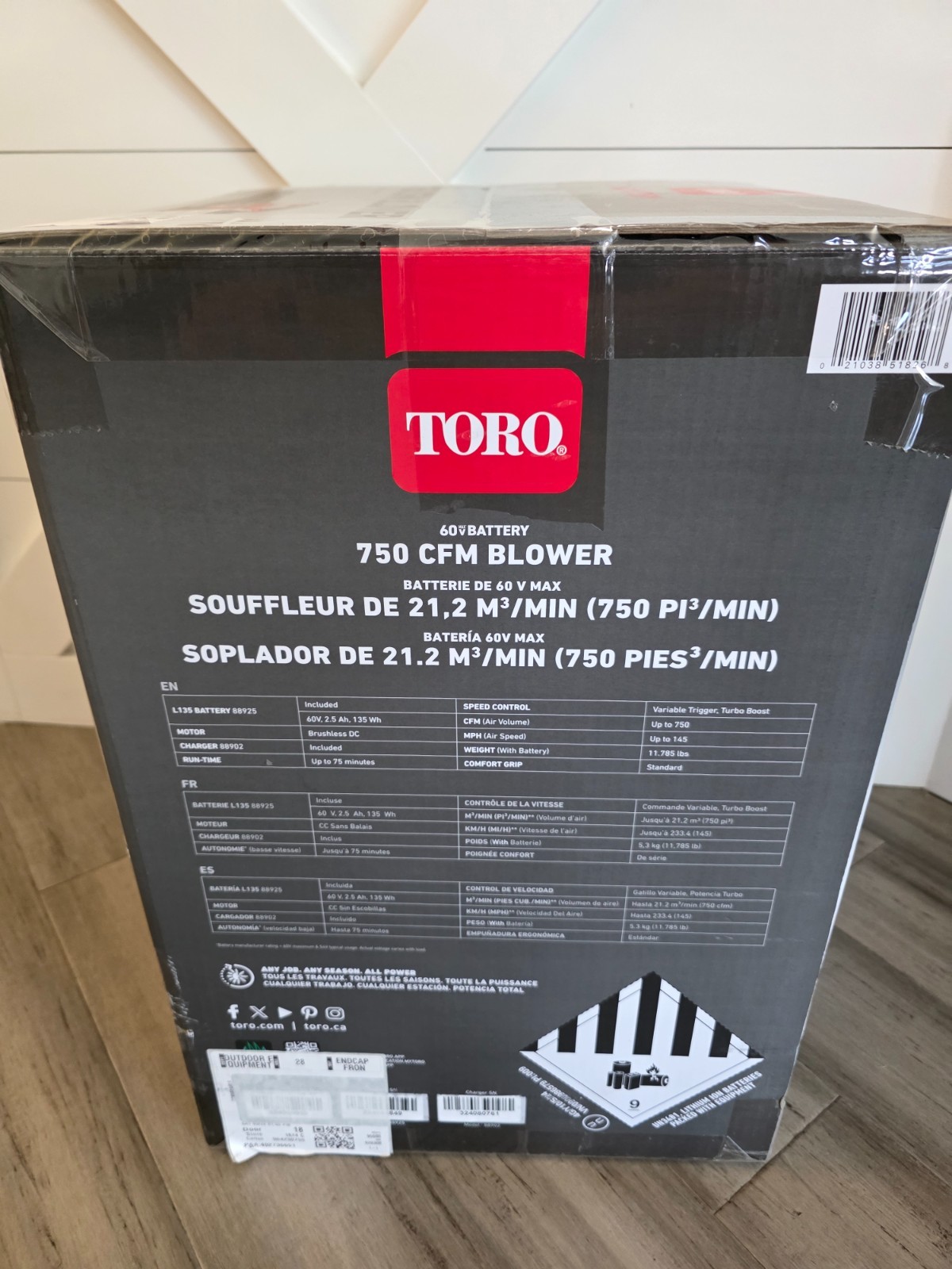 Toro Flex-Force 60V 750 CFM / 145 MPH Battery Leaf Blower Kit – With Battery