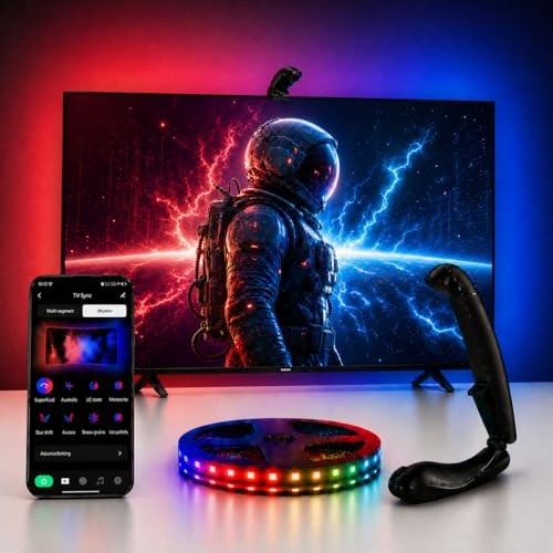 TV LED Backlight with Sensor, LED Sync Lights for TV 55-65 Inch, Multicolor