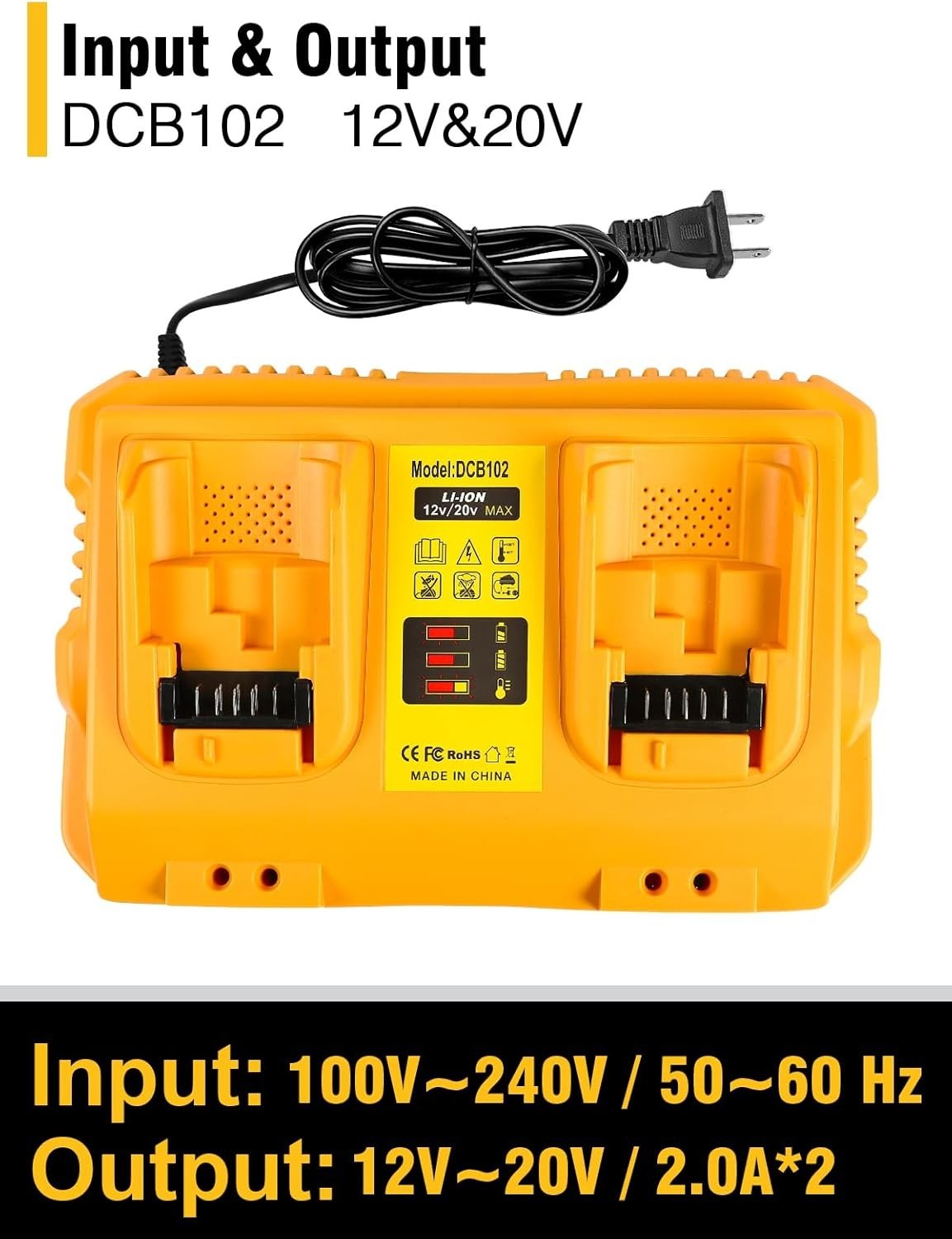 2Pack For DeWalt 20V 20 Volt Max XR 3.0AH Lithium Battery DCB206-2/Dual Charger