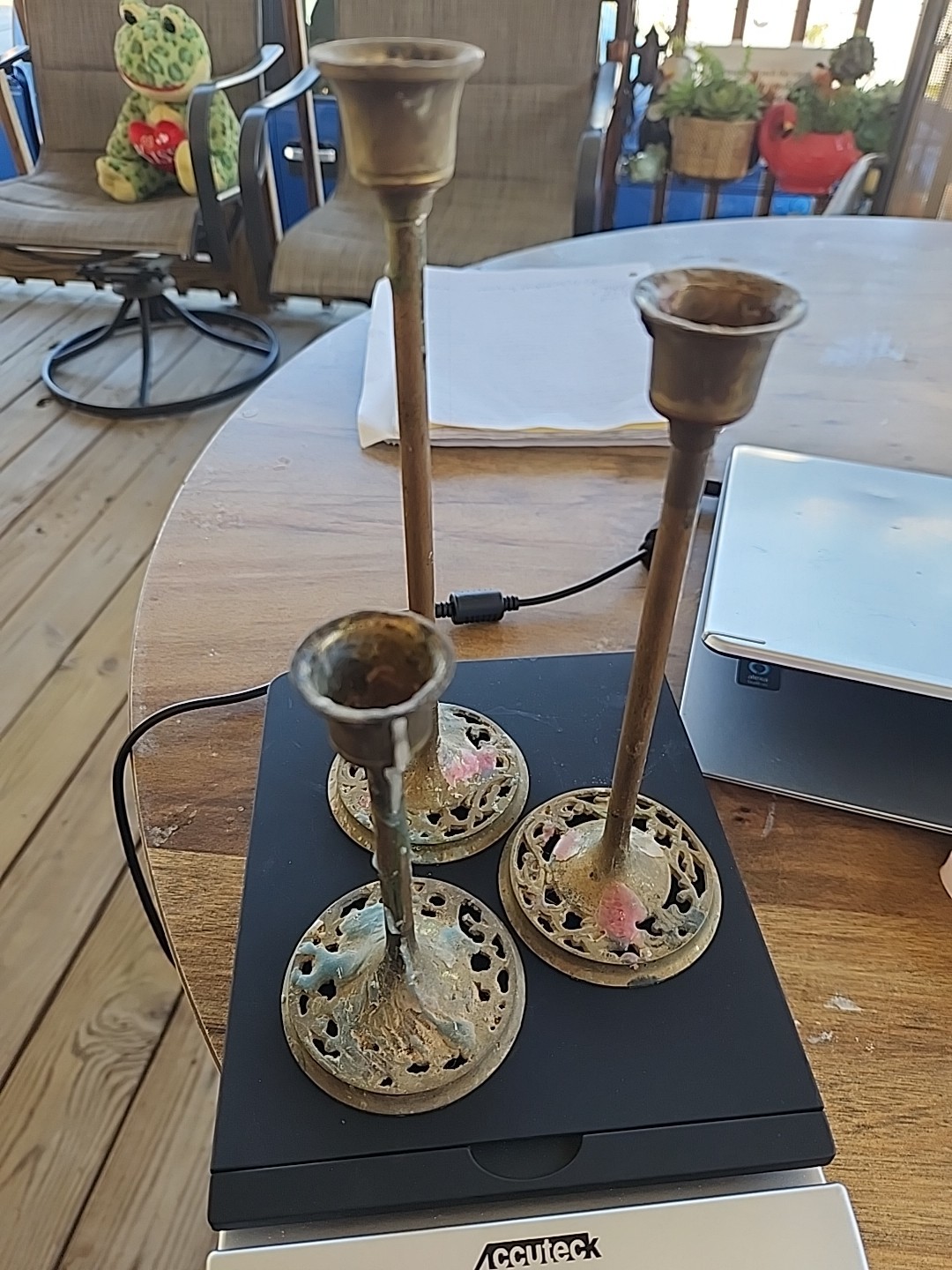 3 Slender Vintage Brass Candlesticks For Taper Candles
