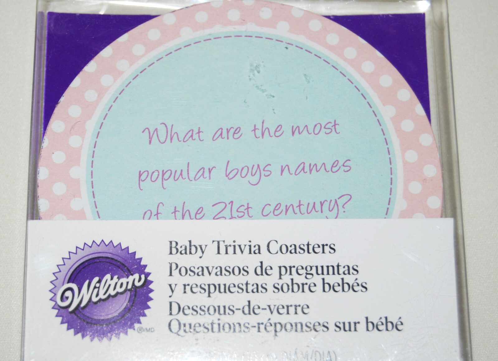 NIB Wilton Unisex Baby Shower Baby Trivia Coasters 20pc Set