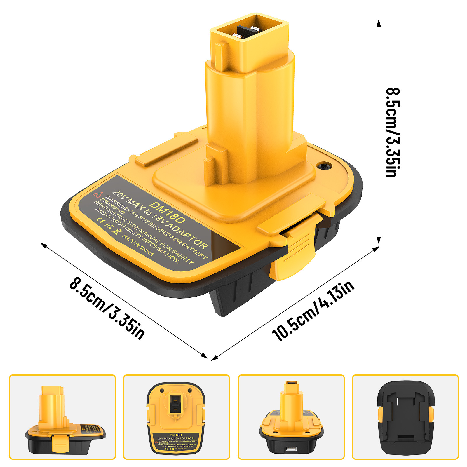 Battery Adapter compaitble with DeWalt 20V or Milwaukee 18V Battery DM18D