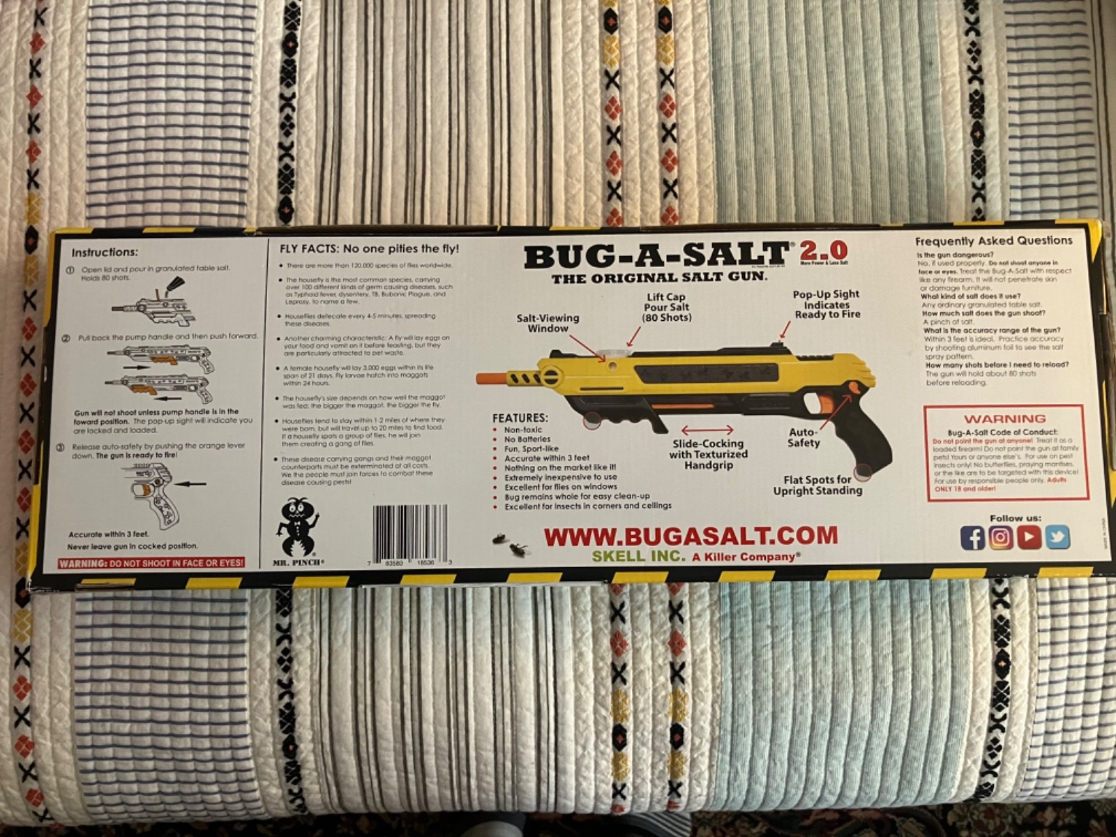 NIB BUG-A-SALT 2.0 Authentic Salt Gun Insect Control Adults Only Classic Yellow