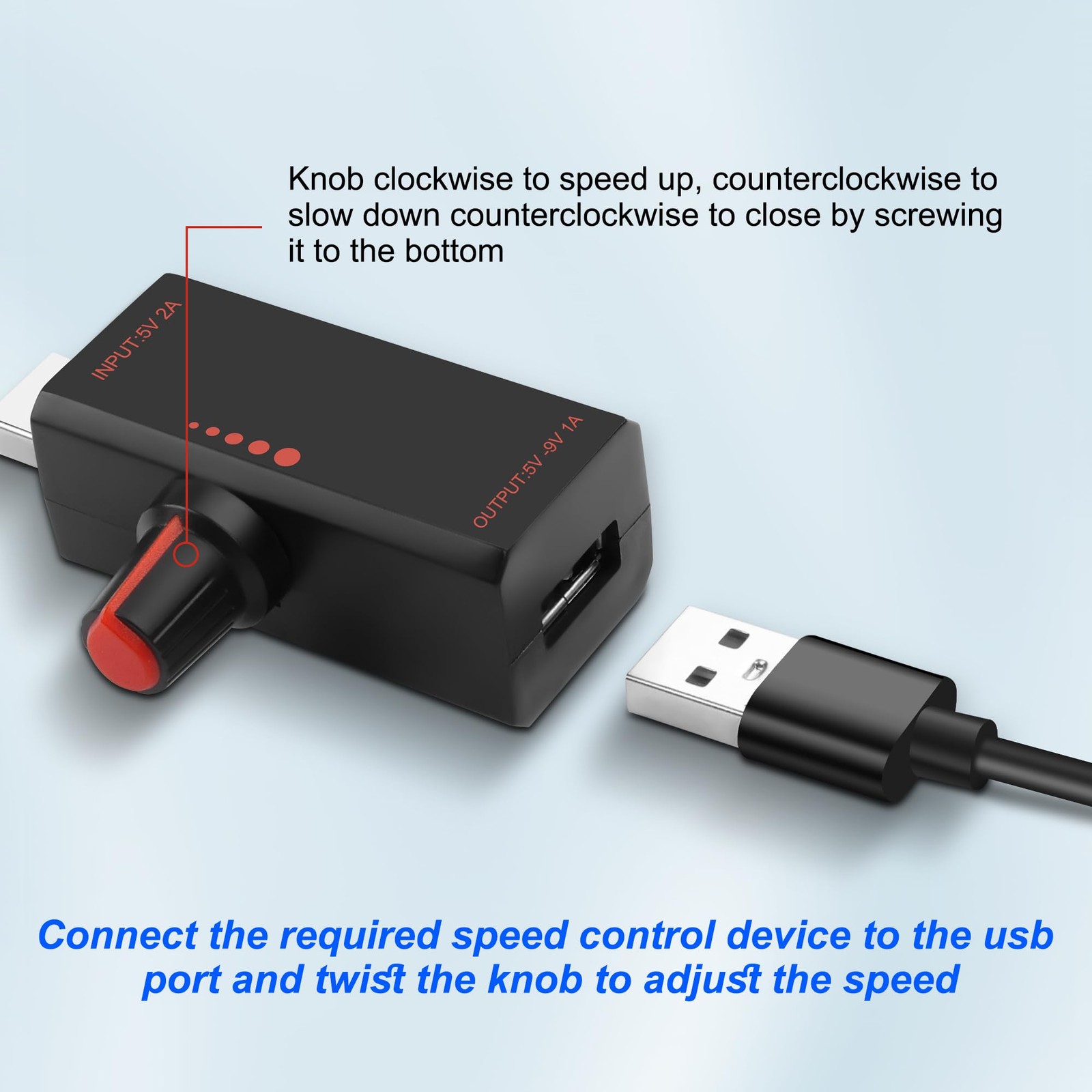 MEIRIYFA USB Fan Governor – Stepless Speed Control Regulator 5V 2A Type Black