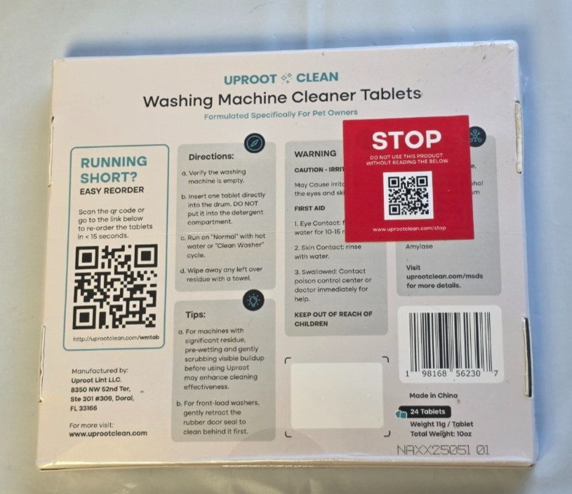 Uproot Clean Washing Machine Cleaner Tablets 24 Pack for a 12 Months NAME BRAND