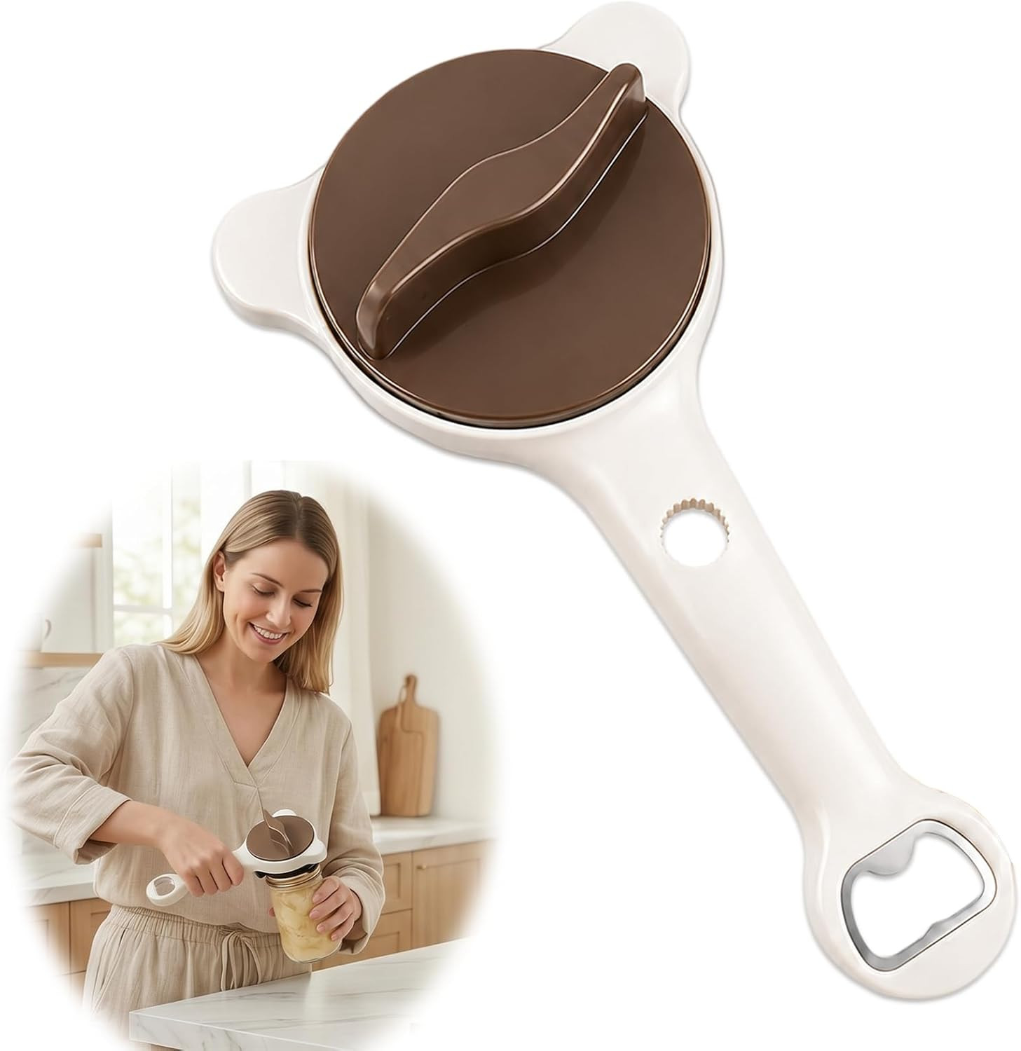 4-in-1 Multi-Purpose Jar Opener Adjustable Stainless Steel Lid Remover with Non-