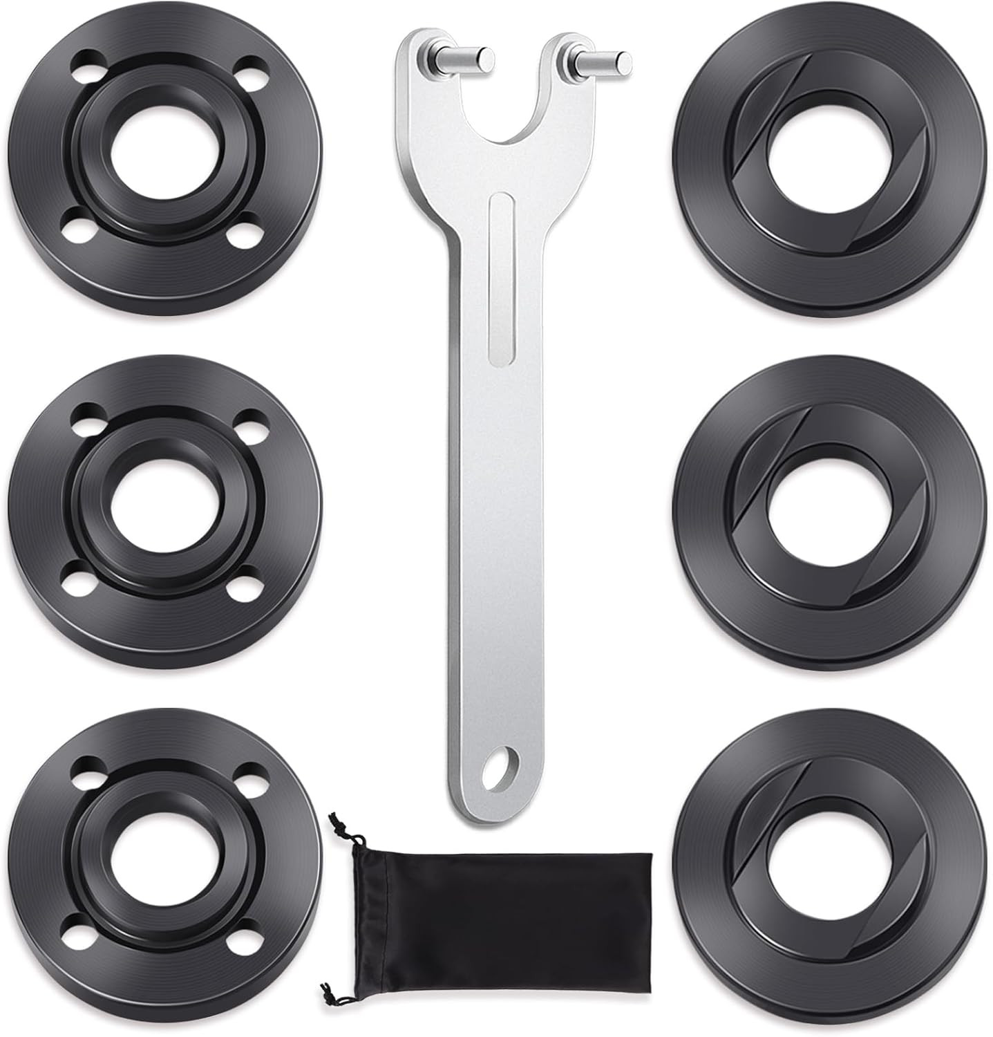 7PCS Angle Grinder Lock Nut & Flange Wrench Set for 4.5″ 5″ Tools w/ Bag 5/8-11
