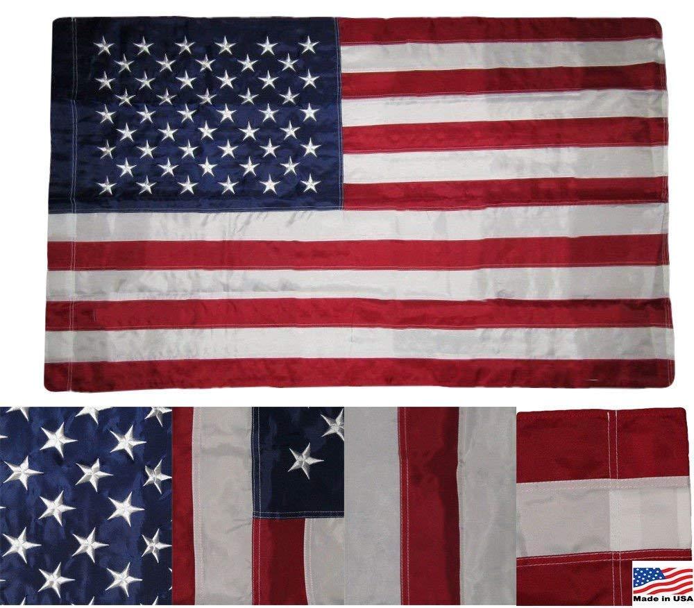 2.5 x 4 Embroidered USA American Pole Sleeve Nylon Flag 2.5’x4′ (Made in USA)