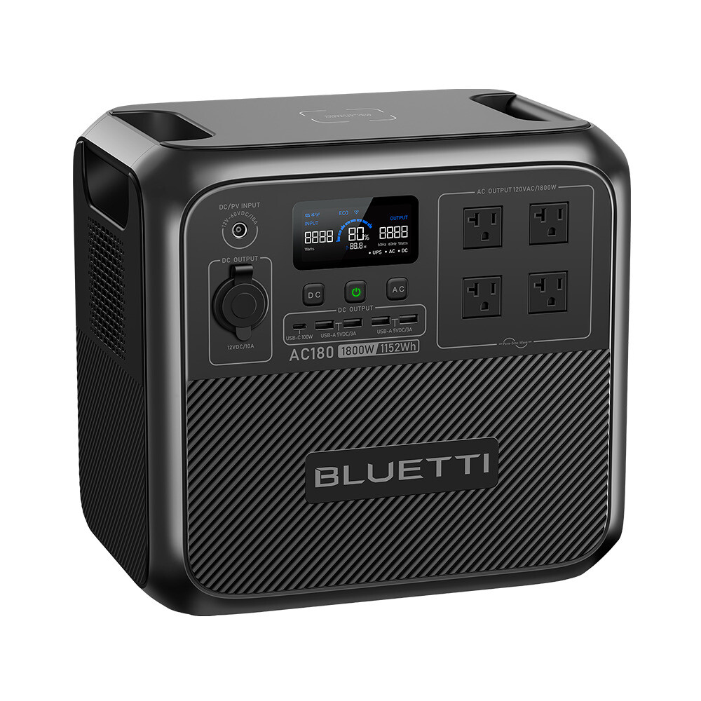 BLUETTI AC180 1800W 1152Wh Power Station Generator for Power Outage Travelling