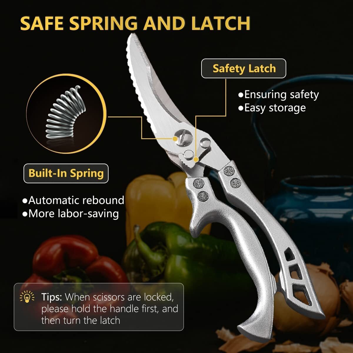 2pcs Kitchen Poultry Shears Kitchen Bone Scissor Stainless Steel Heavy Duty Meat