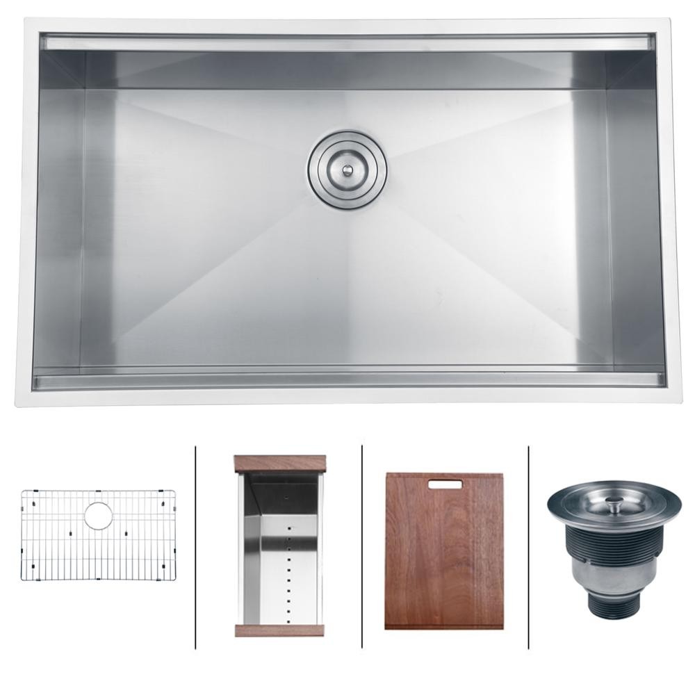 Ruvati 32-inch Workstation Ledge Undermount 16 Gauge Stainless Steel Kitchen…