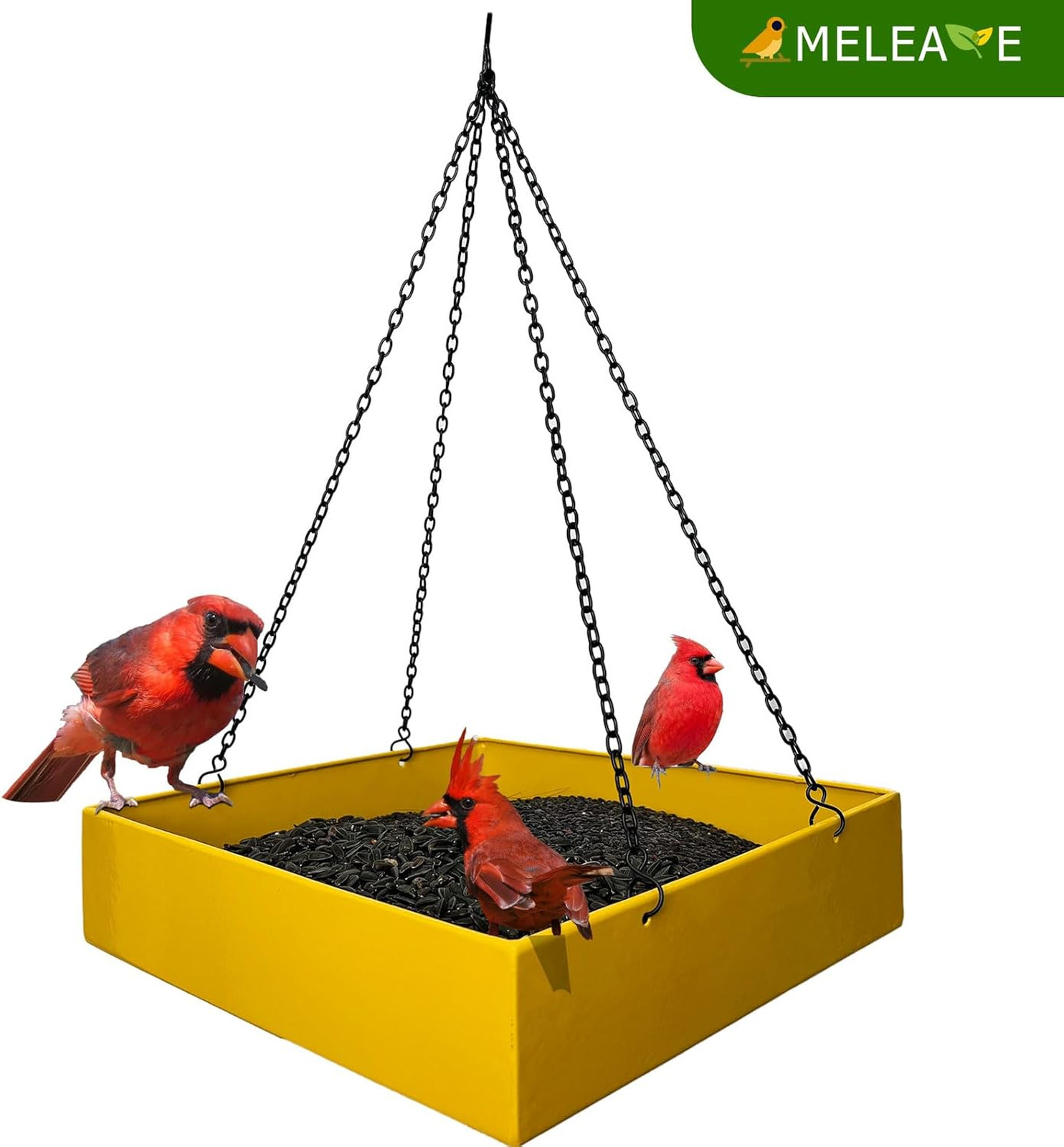 Outdoor Bird Feeder Platform Metal Large Capacity 3.5 lbs Yellow Wild Bird Feed