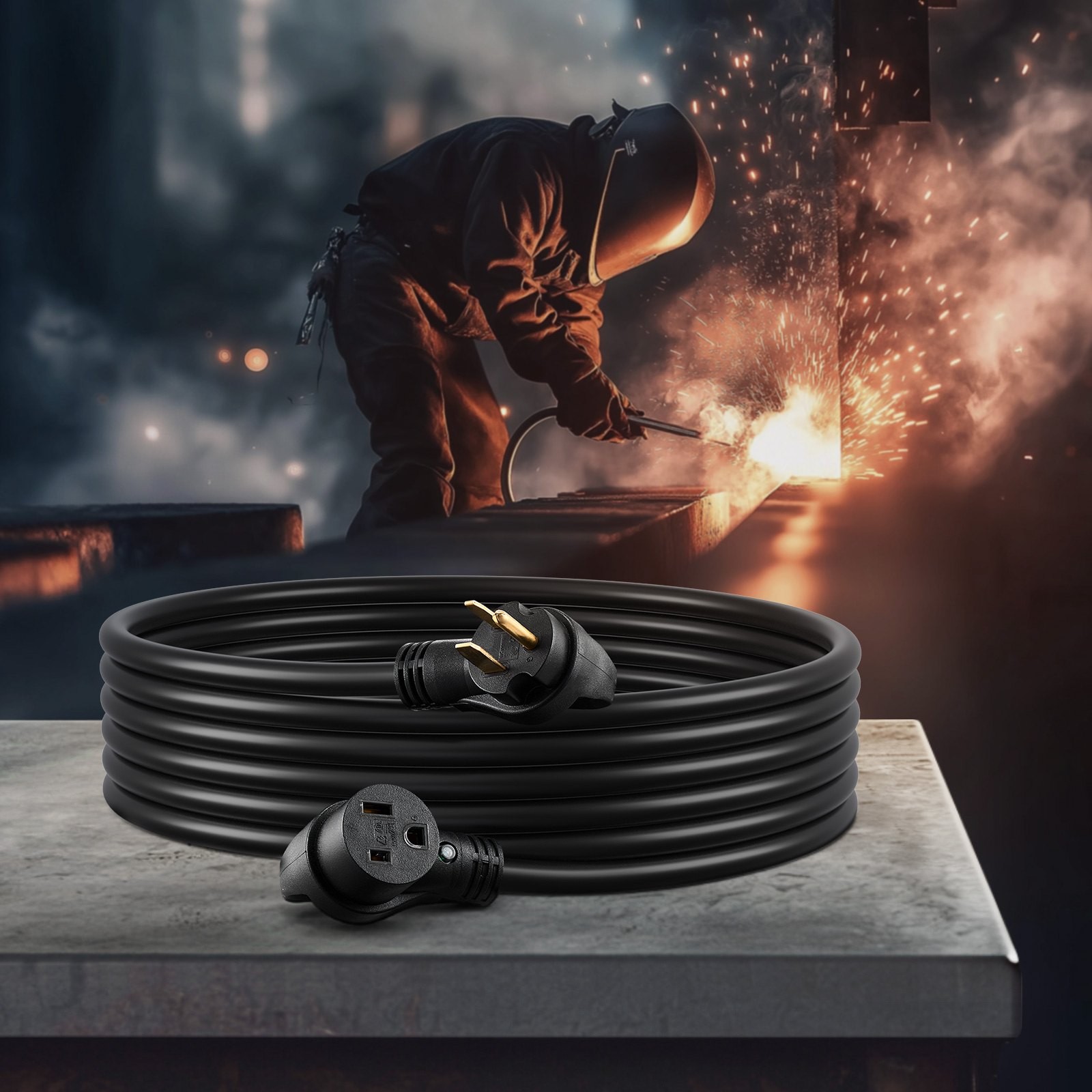 New/30-Amp Generator Extension Cord, 25 Foot, 250 Volts 7500 Watts Heavy Duty Po