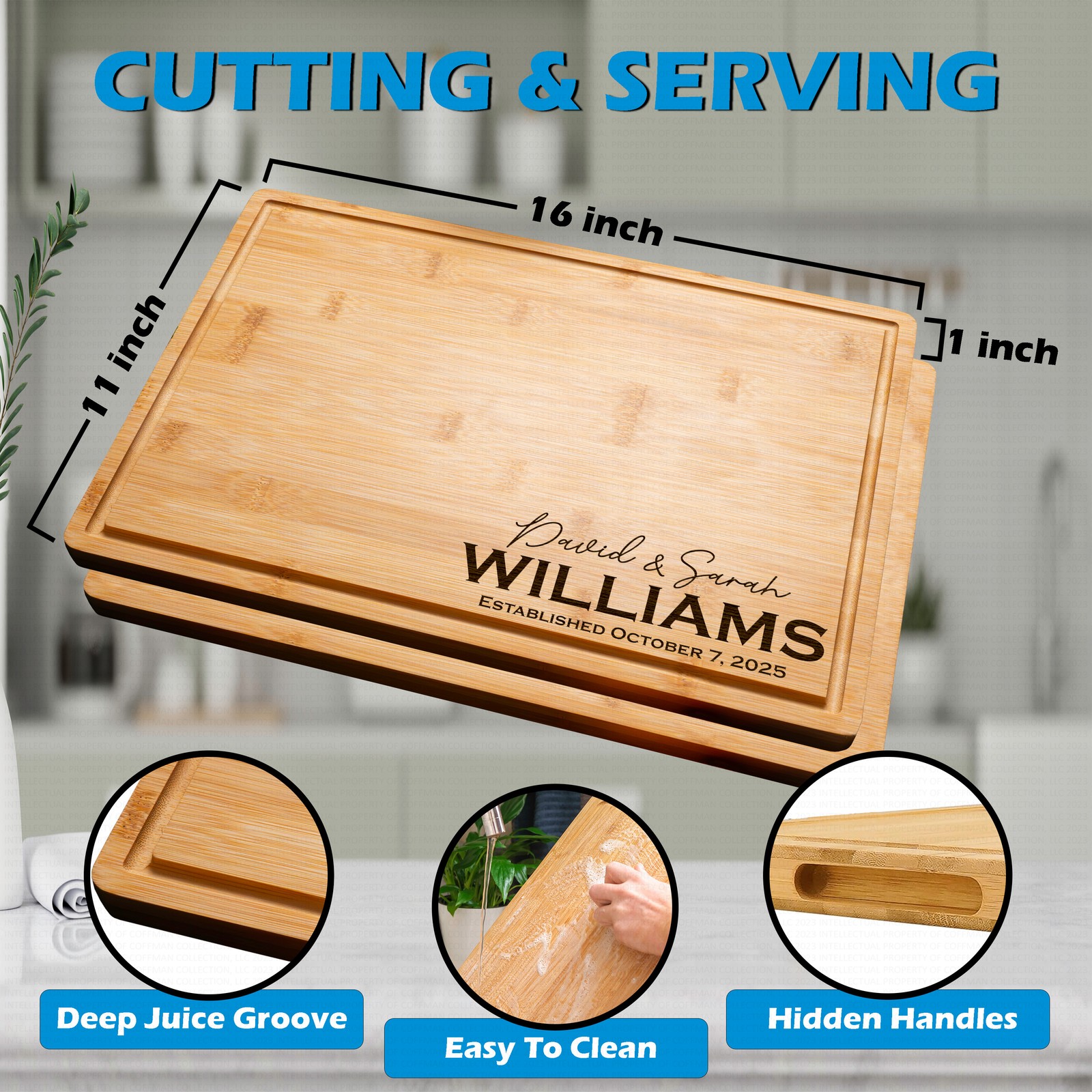 Custom Engrave Personalized Cutting Board | Wedding Engagement Housewarming Gift