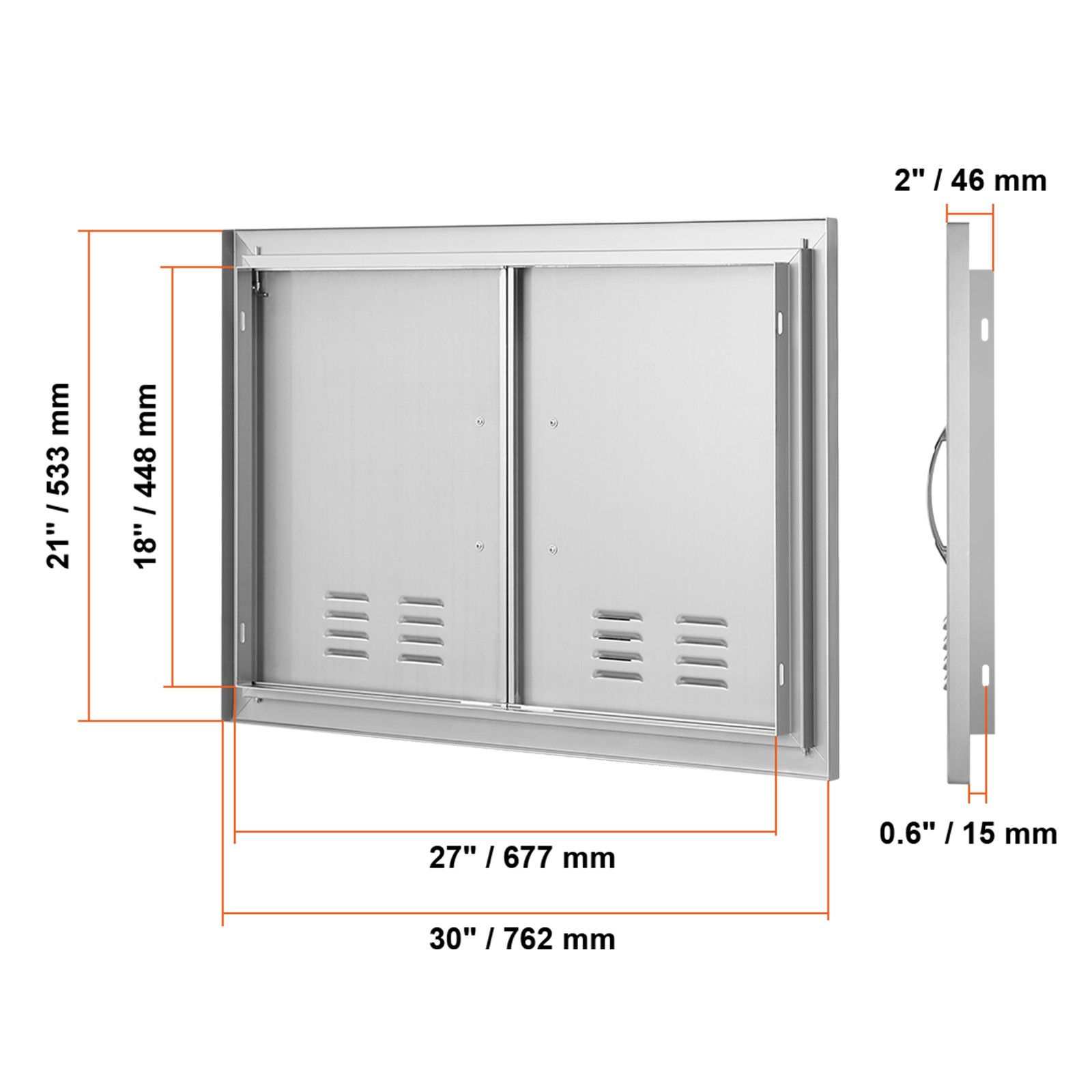 Uimoso 30×21 Inch Outdoor Kitchen BBQ Access Door Stainless Steel