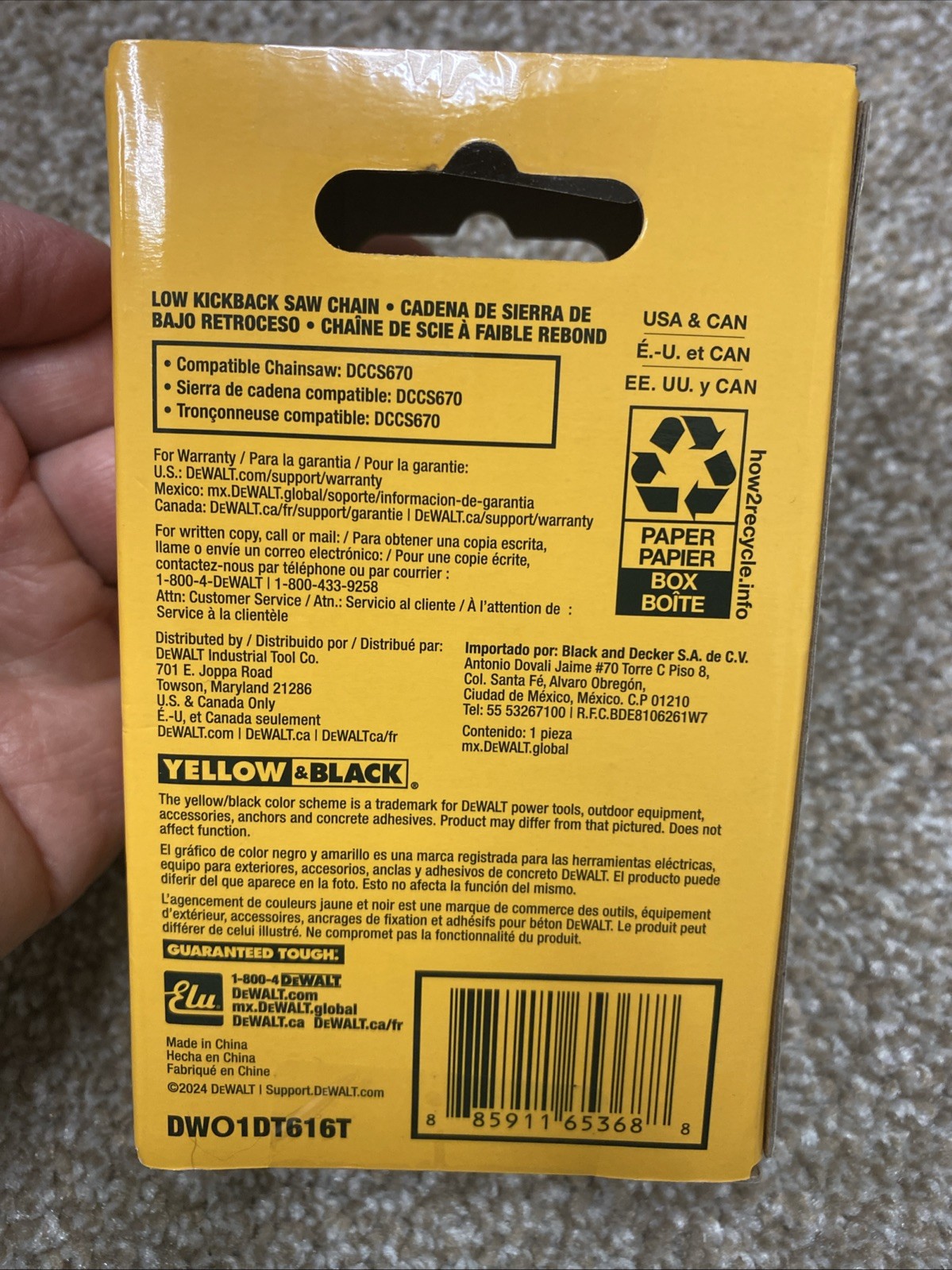 DEWALT 16 in Chainsaw saw Chain 56 Link DW01DT616T