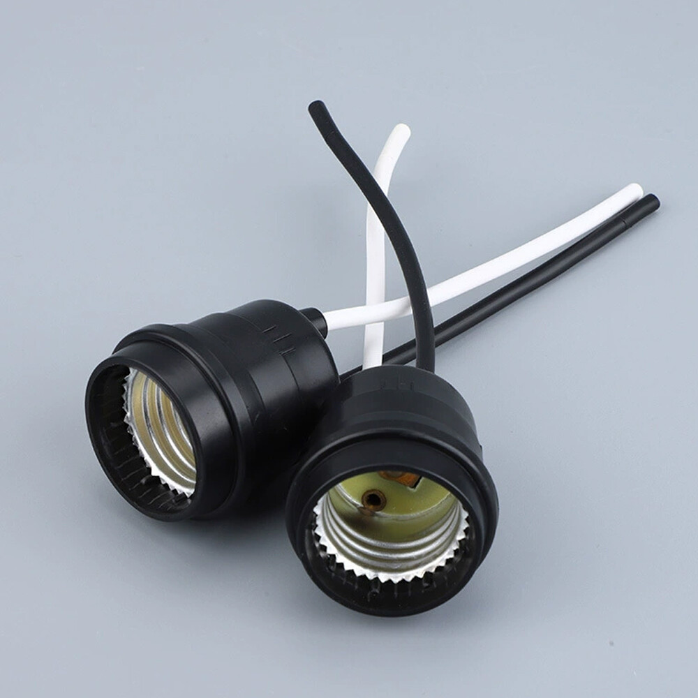 12PCS Lamp Base Waterproof Black Pigtail Lamp Holder Socket 250V 6A 12 E27